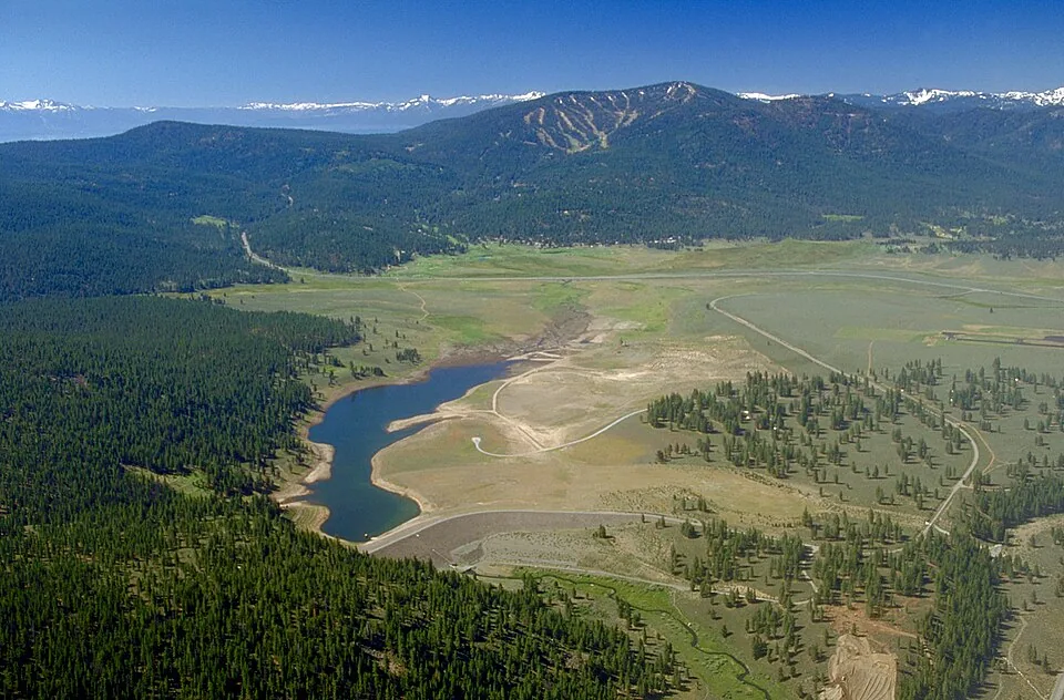 Martis Creek Lake and its surrounding valley.