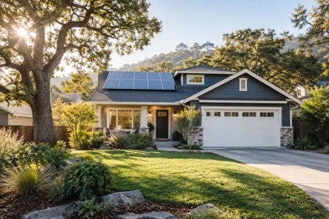 Solar panels on a suburban home