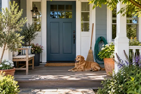 A front porch ready for spring
