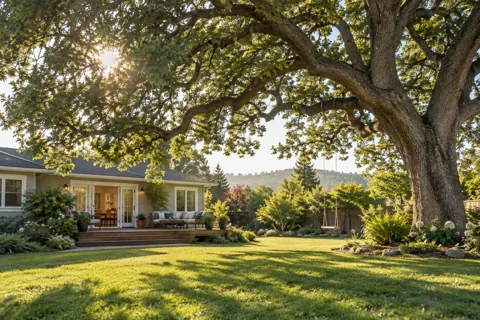 A mature shade tree in a front yard