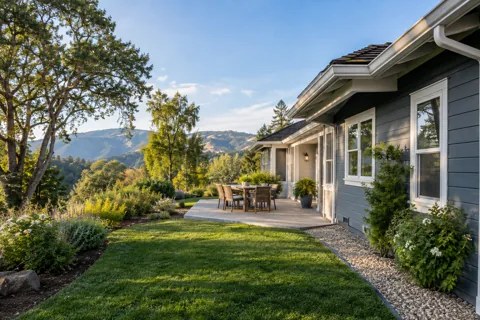 A home and its surrounding yard