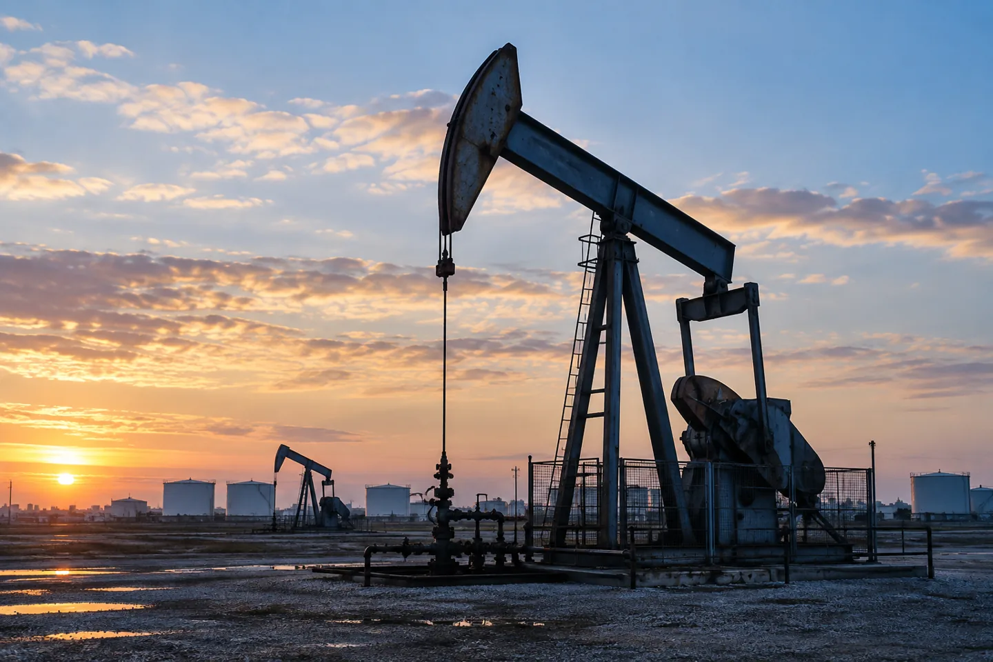 Illustrative editorial image about Oil fell 7.5% as a U.S.-Iran pause gave Fed week a less inflationary start