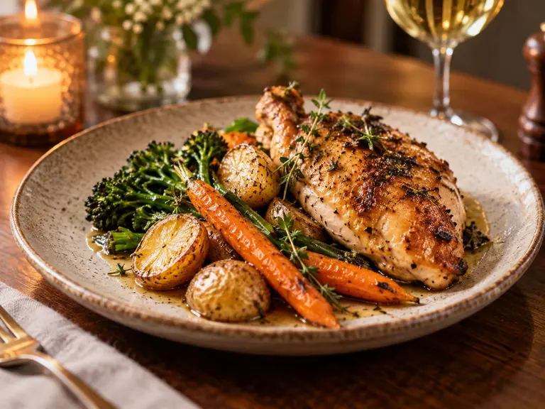A seasonal dinner on a restaurant table.
